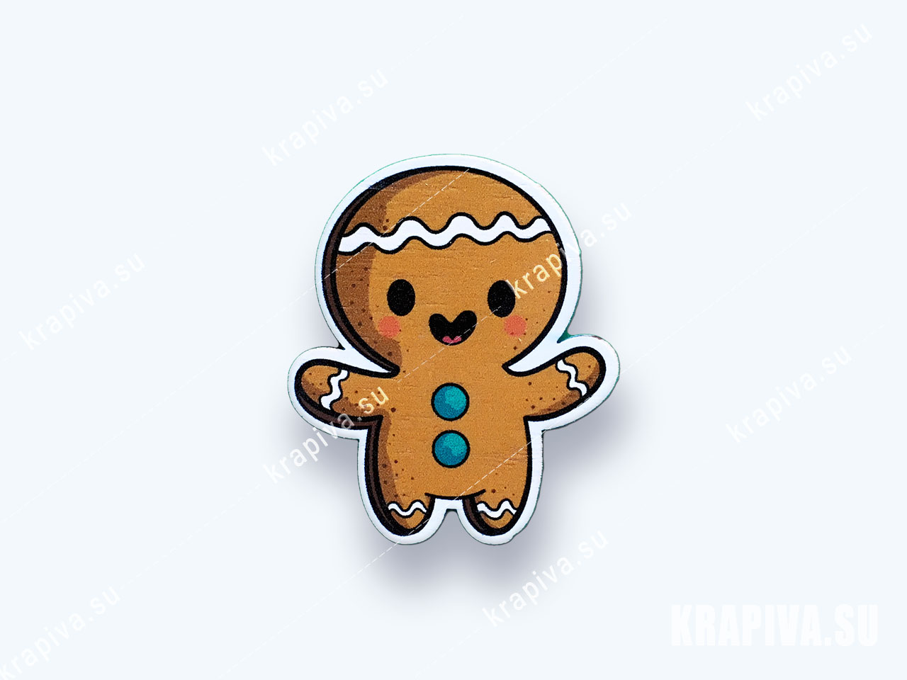 Значок УФ-печать «Пряничный человечек» uf-gingerbread-men купить в  интернет-магазине krapivasu